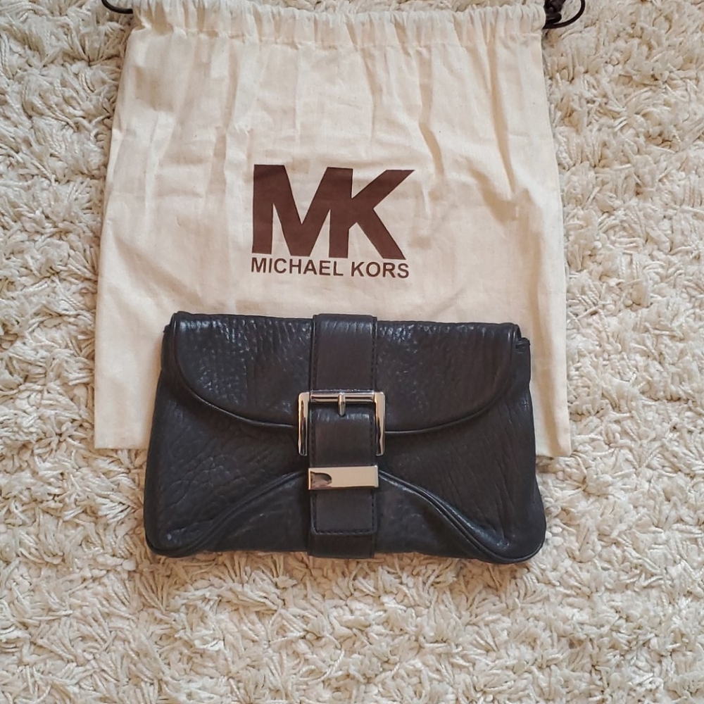 Black Leather Michael Kors Clutch